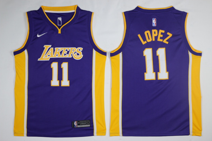Men Los Angeles Lakers 11 Lopez Purple Game Nike NBA Jerseys
